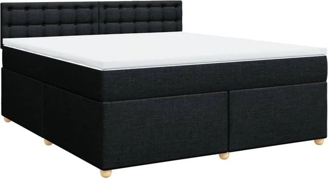 vidaXL Boxspringbett Hybrid mit Matratze und Taschenfederkern in Schwarz, B/T: 180 x 200 cm - Bild 1