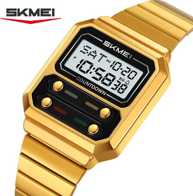 SKMEI Digitaluhr, Edelstahl, Schwarz, Damen, Chronograph, Alarm - Bild 1