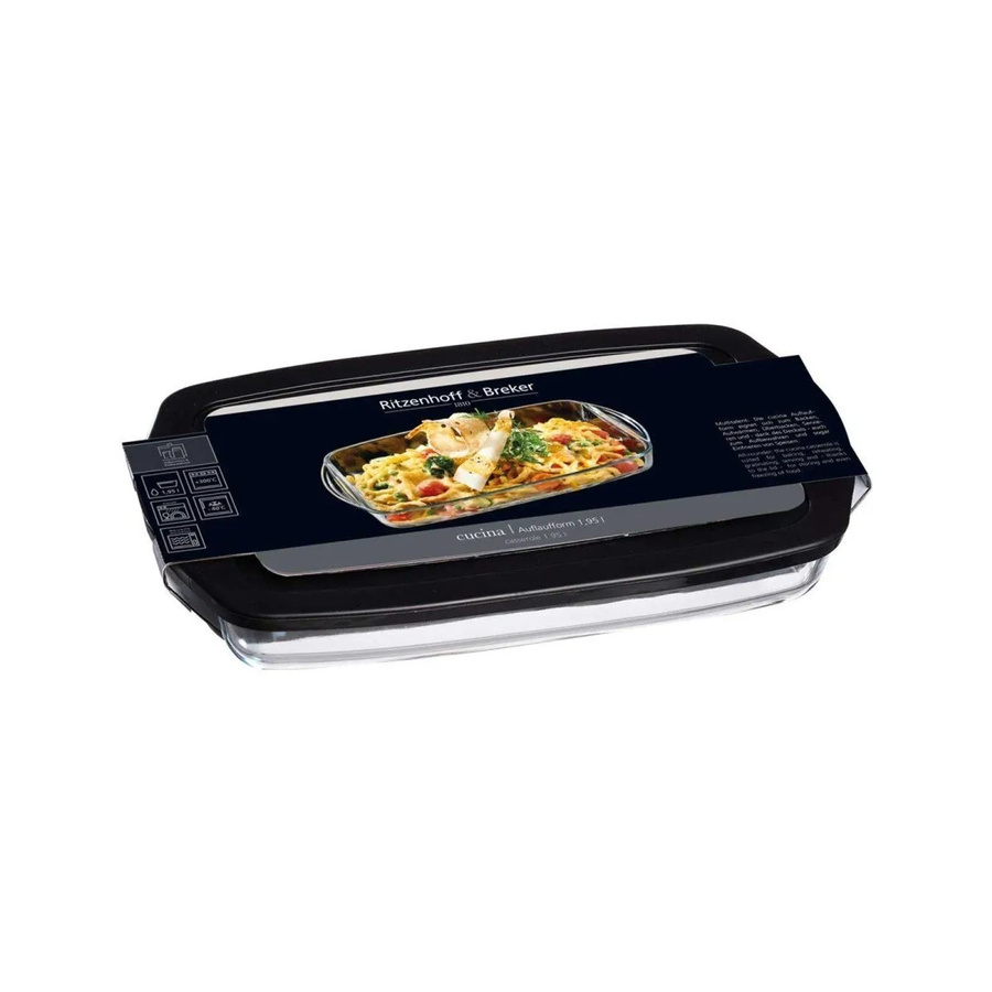 Ritzenhoff & Breker Cucina Auflaufform aus Glas mit Frischhaltedeckel, rechteckig, transparent, 1,95 l - Bild 2