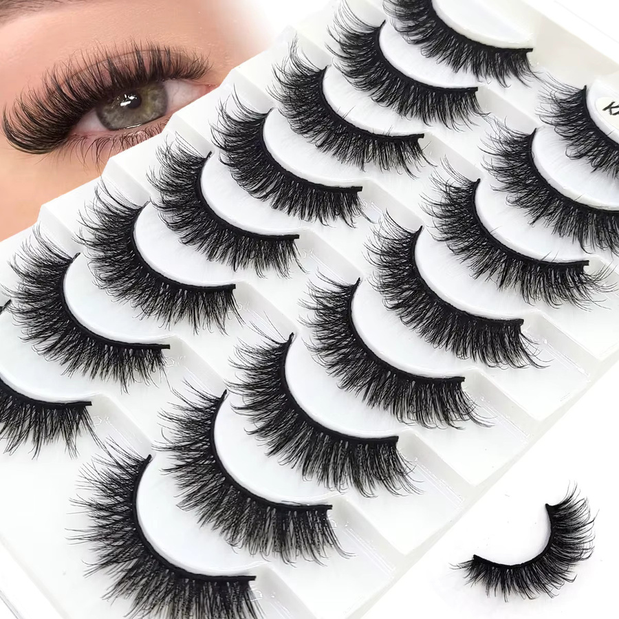 AMSDCN 3D-Künstlicher Wimpern, 8 Paar, Black, Unisex - Bild 4