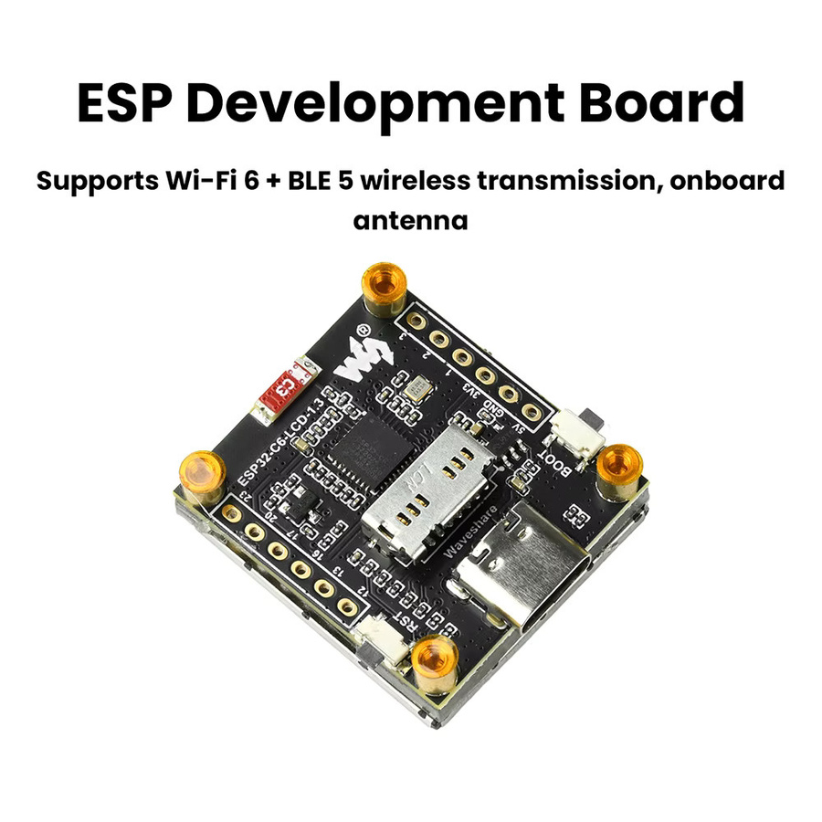 diymore ESP32-C6 Entwicklungsboard mit 1,3 Zoll LCD-Display ST7789, Wi-Fi, Bluetooth und USB-C, Schwarz, 240x240 Auflösung - Bild 2