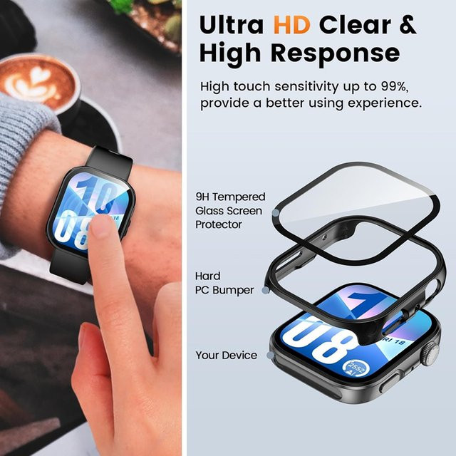 HUBANDE Uhrenzubehör Hülle und Displayschutzfolie für Huawei Watch Fit 3/4/4 Pro, Edelstahl, Schwarz, Unisex - Bild 1