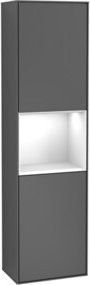 V&B Hochschrank Finion in Anthrazit mit LED-Beleuchtung und Glastüren, B/T/H: 41,8 x 41,8 x 151,6 cm - Bild 1