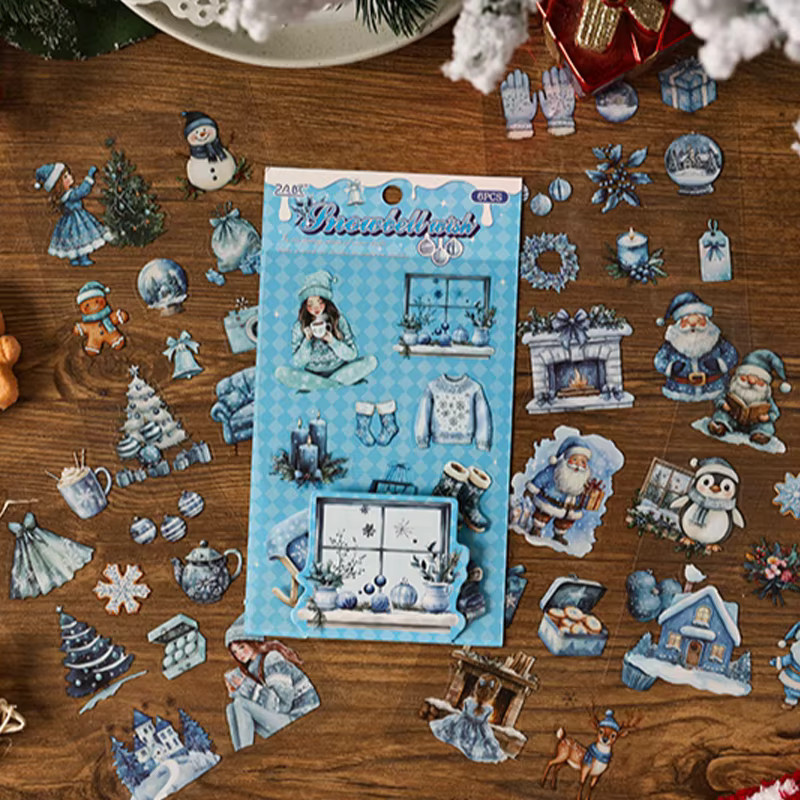 Mr.paper Weihnachtsszenen Aufkleber-Set mit 6 Blatt, selbstklebende DIY-Dekoration mit Weihnachtsmann und Rentier, mehrfarbig - Bild 2