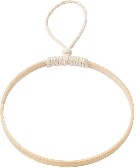 HobbyFun Bambus-Hängeanhänger in Beige mit Cord und Ring Durchmesser: 15 cm - Bild 1