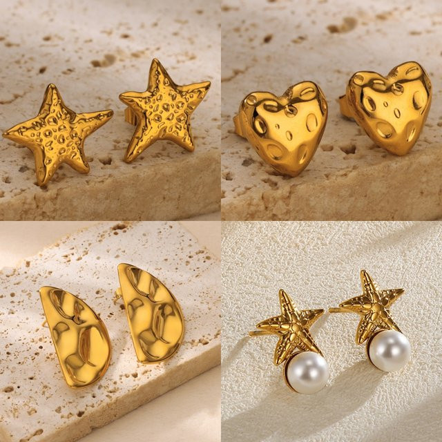 Ohrstecker Stern, Edelstahl, 18K Goldplattierung, Damen - Bild 1