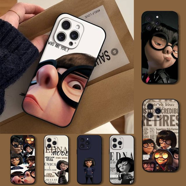 E-Edna Mode Silikon Handyhülle für iPhone 17 16 15 14 13 12 11 Pro Max Mini X Xs XR in Schwarz - Bild 1