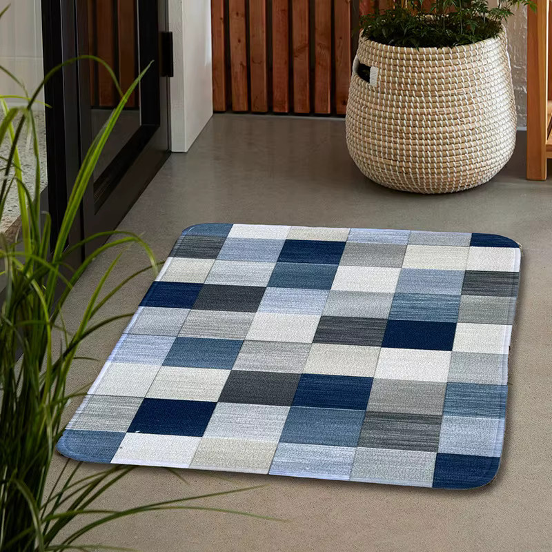 VIKAMA Bodenmatte mit geometrischem Farbverlauf aus Mikrofaser für Eingangsbereich, Küche oder Schlafzimmer - Bild 1