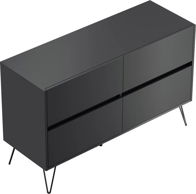 Posseik Sideboard Industrial mit 4 Soft-Close-Schubladen, Farbe Grafit, Breite: 120 cm - Bild 1