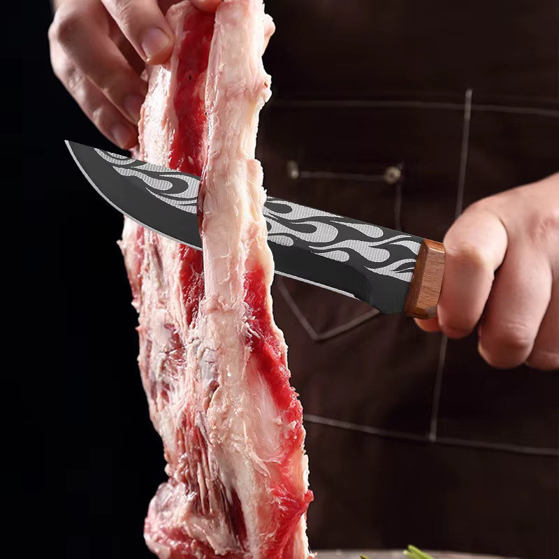 GuanQi Ausbeinmesser aus handgeschmiedetem Kohlenstoffstahl mit Holzgriff und Schutzhülle - Bild 4
