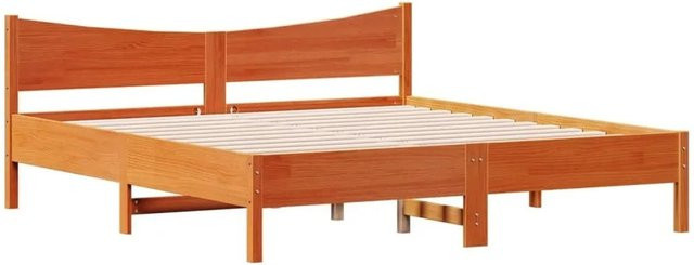 vidaXL Massivholzbett aus Kiefernholz in Wachsbraun ohne Matratze B/T/H: 200 x 200 x 205,5 cm - Bild 1