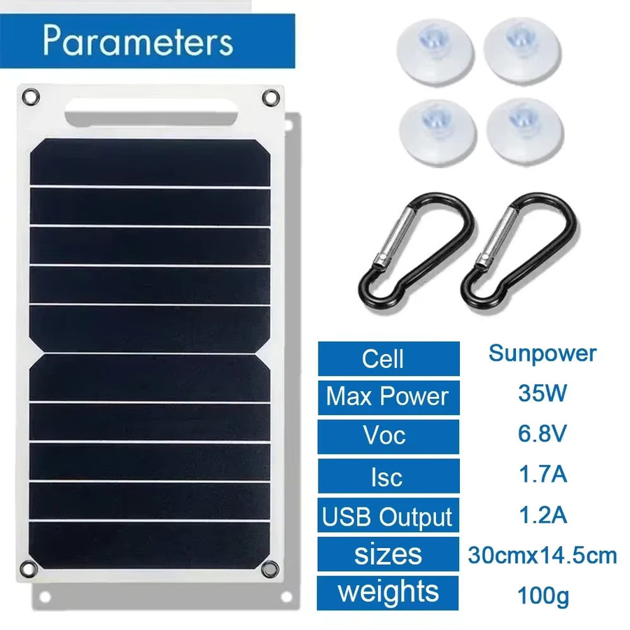 Soecopo 35 W faltbares Solar-Ladegerät mit Dual-USB und Smart Charge Tech in Schwarz für Camping, Wohnmobil und Outdoor-Reisen - Bild 3