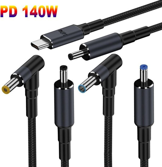 MIIQNUS USB Typ C zu DC Konverter Kabel PD 140W Schnellladekabel für HP Dell Asus, Schwarz, Länge: 180 cm - Bild 1