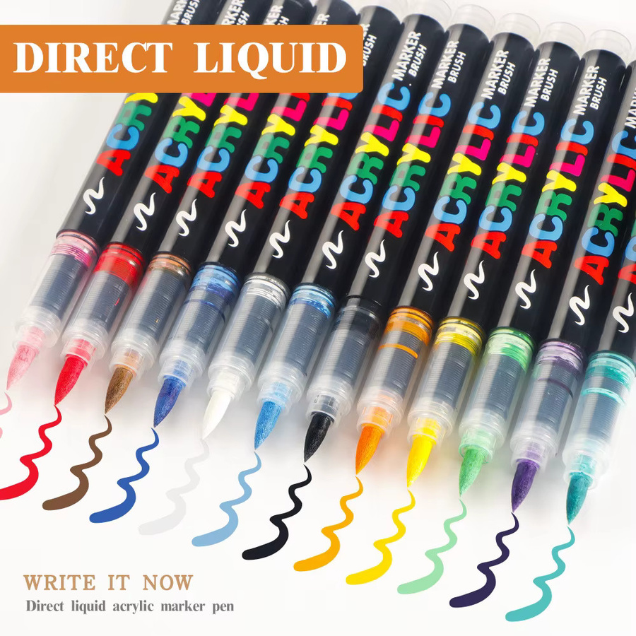 Haile Acrylmarker Set mit Pinselspitze in Multicolour für DIY Handwerk auf Stein Holz und Leinwand - Bild 6