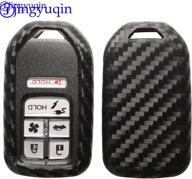 Jingyuqin Carbon Silikon Schutzhülle für Honda Civic Accord Pilot Keyless Smart Key Fob in Schwarz - Bild 1