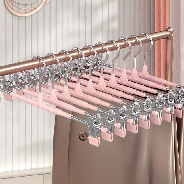 10er-Pack Mango Event Hosenbügel aus Edelstahl mit Clips in Rosa - Bild 1