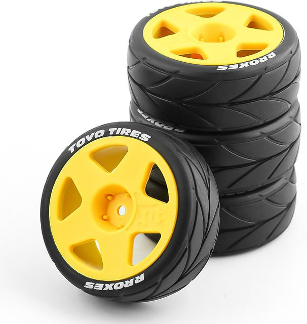 4PCS RC 1/10 On-Road Gummireifen Reifen und Kunststoffrad, 4-teiliges Set - Bild 1