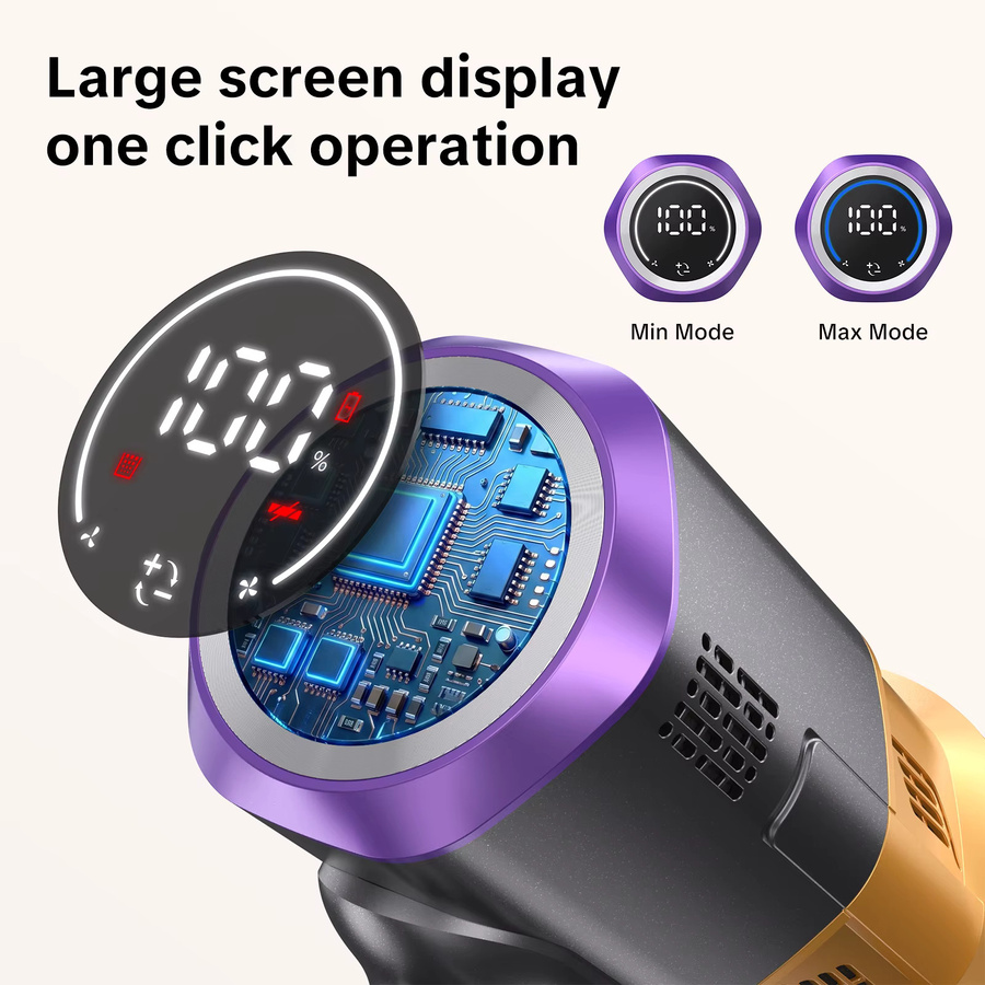 Lubluelu X1000 Kabelloser Staubsauger mit automatischer Entleerungsstation, 400W Saugkraft, LED-Display und Anti-Verwickelungs-Bürste, Grau - Bild 6
