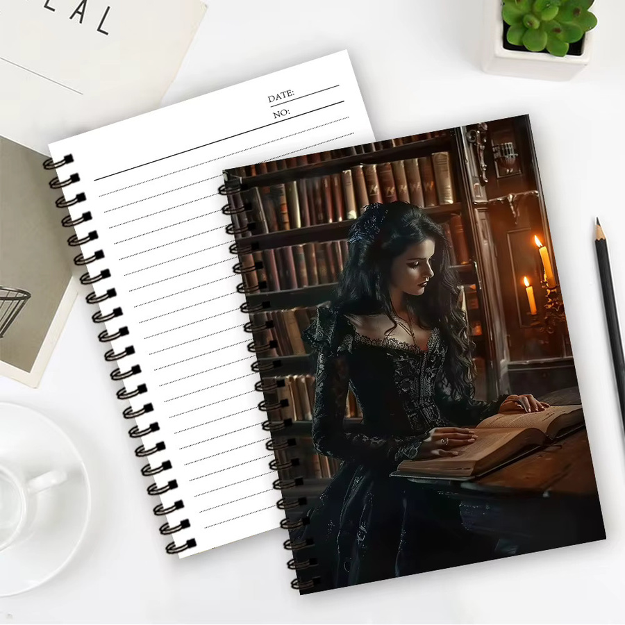 Goth-Girl Notizbuch und Tagebuch mit linierten Seiten in Schwarz und Multicolour für Damen und Herren - Bild 2