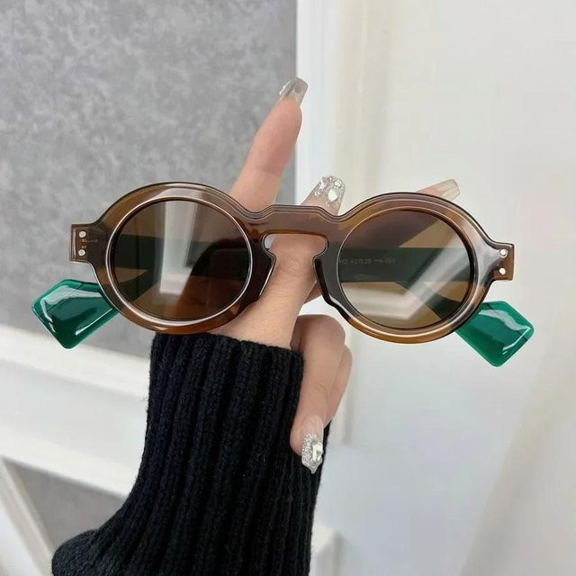 Retro Runde Sonnenbrille, Kunststoff, Vollrand, Unisex, grau, braun, verspiegelt - Bild 1