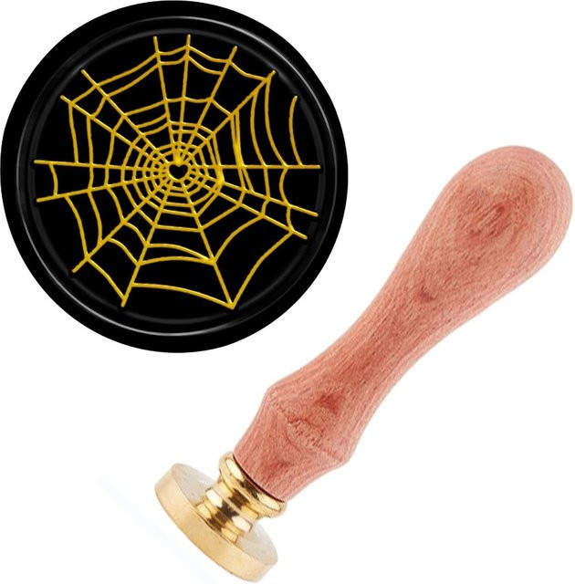 Spinnenwachssiegel Stempel mit abnehmbarem Messingkopf und Holzgriff für Halloween und Retro-Designs, Durchmesser: 25 mm - Bild 1