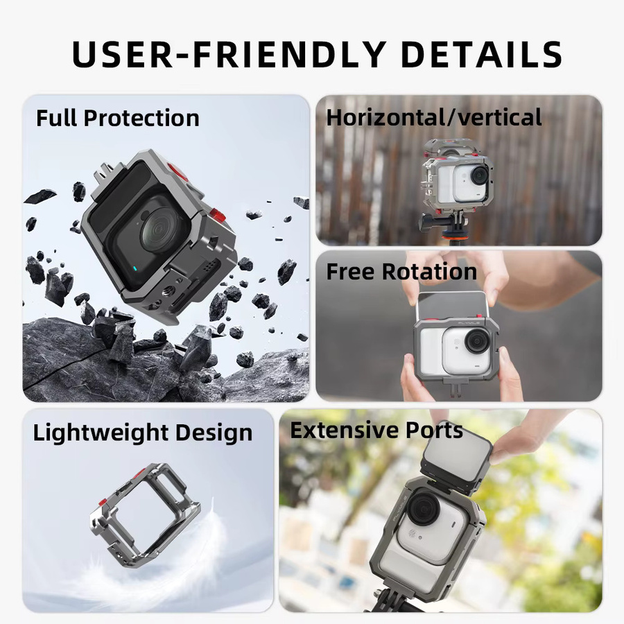 Flymile Cage Schutzhülle für Insta360 GO Ultra Metallrahmen mit Schnellverschlussbasis aus Aluminiumlegierung - Bild 5