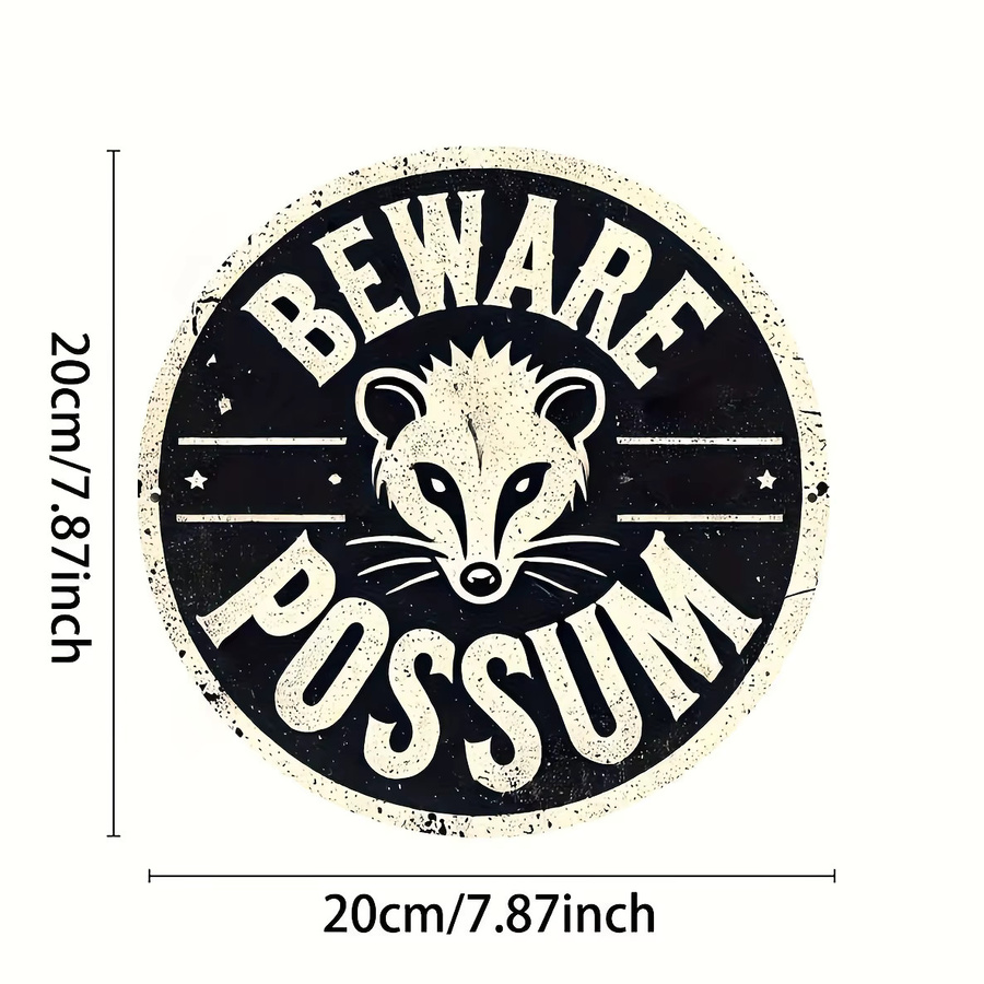 Rundes Metallschild Potdemiel BEWARE POSSUM in Schwarz im Vintage-Design, Durchmesser: 20 cm - Bild 3
