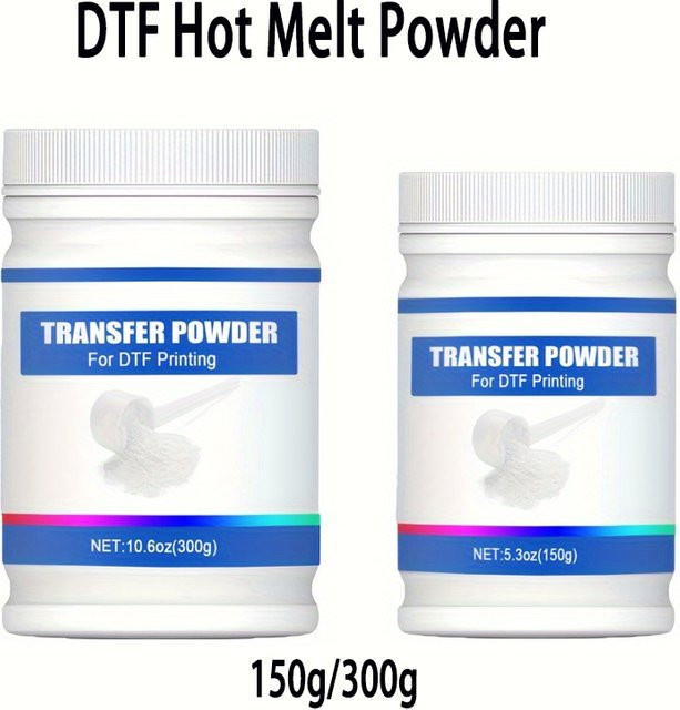 CFINK DTF-Transferkleberpulver Weiß, 300 g Heißschmelz-Pulver für den DTF-Direkt-auf-Film-Druck auf allen Stoffarten - Bild 1
