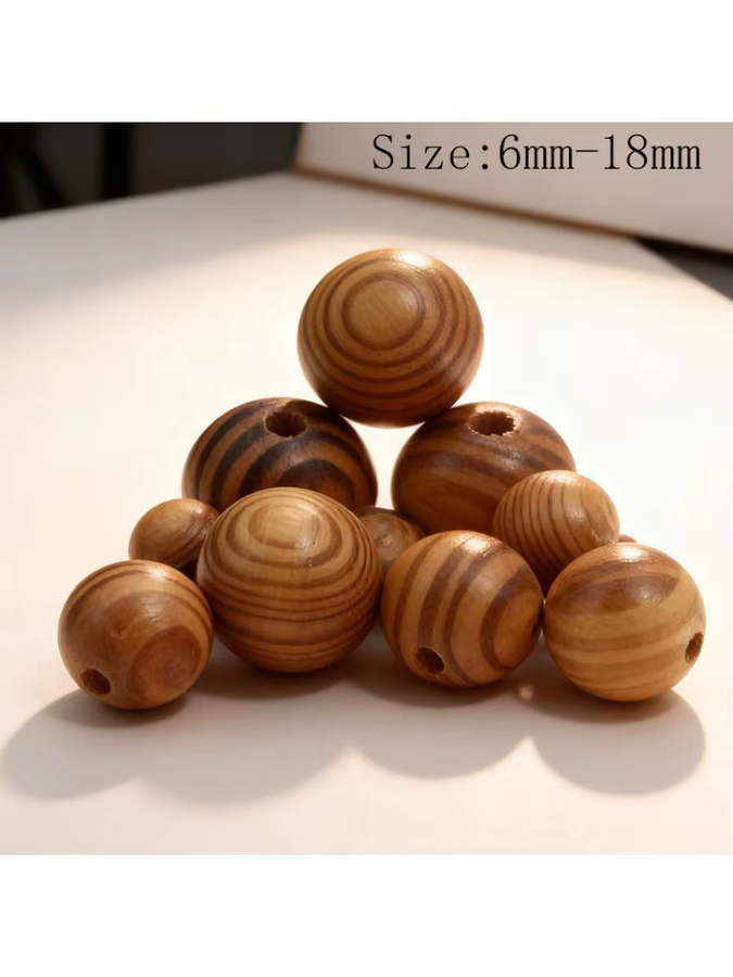 Kiefernholzperlen, rund, 6–18 mm, Unisex - Bild 6