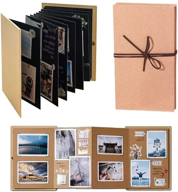 DIY Akkordeon Fotoalbum aus Kraftpapier in Braun mit 10 Seiten im Vintage-Stil - Bild 1