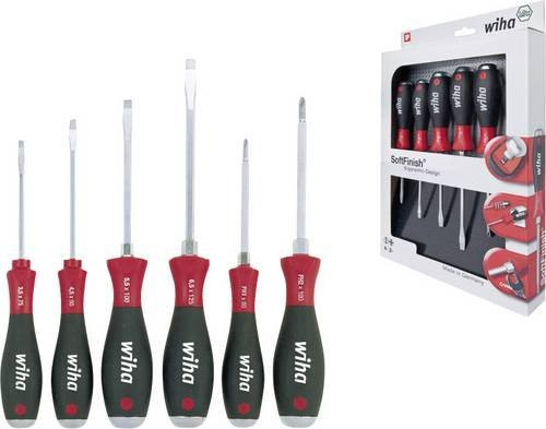 Wiha SoftFinish Schraubendreher-Set 6-teilig mit Schlitz und Phillips sowie durchgehender Sechskantklinge und massiver Stahlkappe - Bild 1