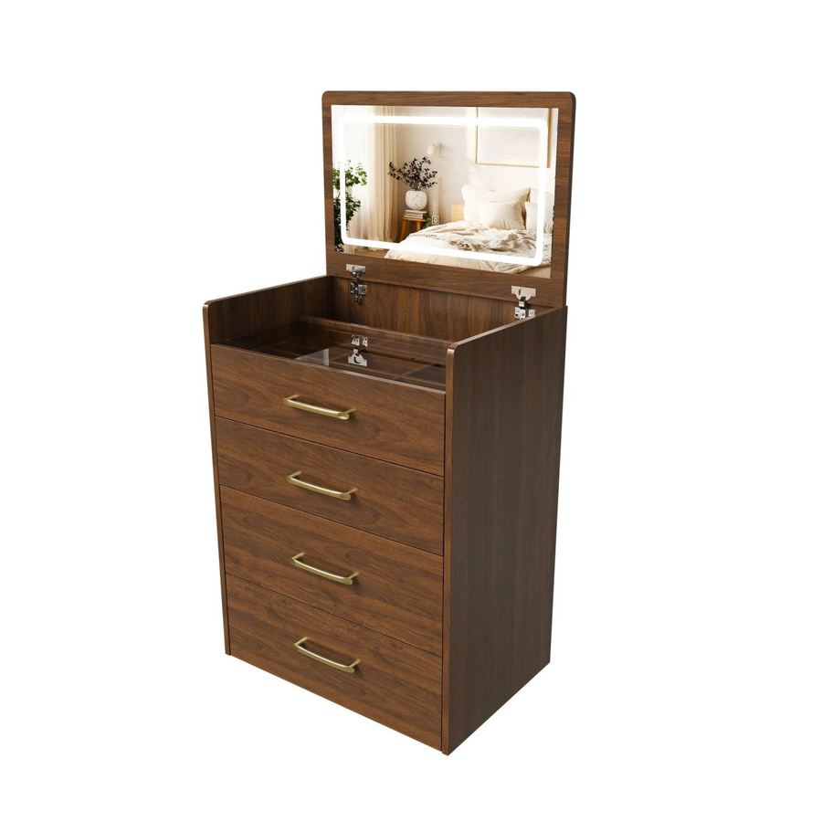 okwish Schminktisch mit Spiegel und 3 Schubladen für das Schlafzimmer, Braun, B/T/H: 118 x 40 x 60 cm - Bild 2