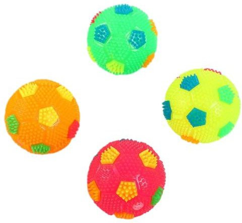 Talos Pets Fußball Hundespielzeug, LED leuchtend, Bissfest, Quietschend, Hüpfball, Green, 6.5cm - Bild 1