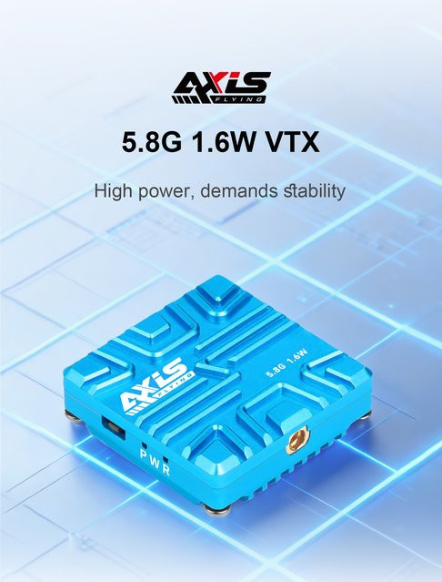 Axisflying V2 VTX 5.8G 1.6W CNC-Kühlkörper Analoge Bildübertragung für RC FPV Freestyle in Blau - Bild 1