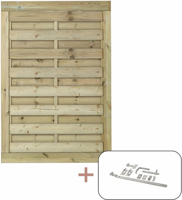 Plus Holz Einzeltor Bergen aus druckimprägniertem Nadelholz in Braun, B: 100 cm, H: 150 cm - Bild 1