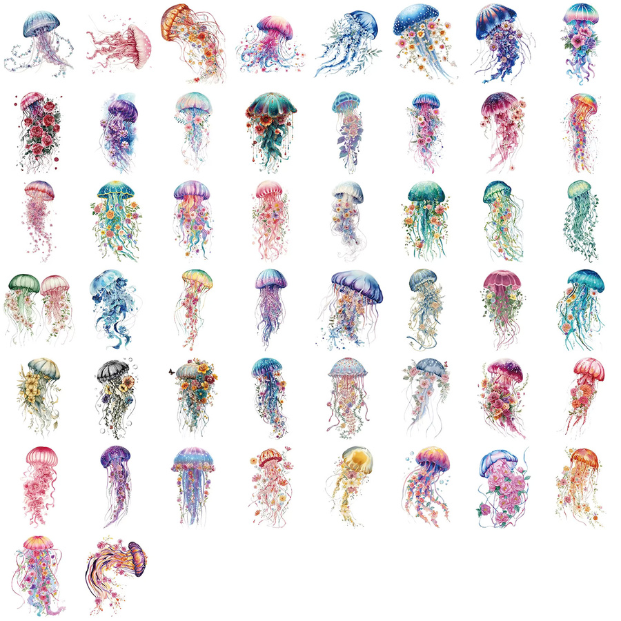 GOGOTU Quallen Aufkleber, transparent, 50-teiliges Set - Bild 2