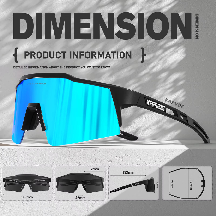 Kapvoe Sportsonnenbrille, Unisex, Vollrand, Kunststoff - Bild 5