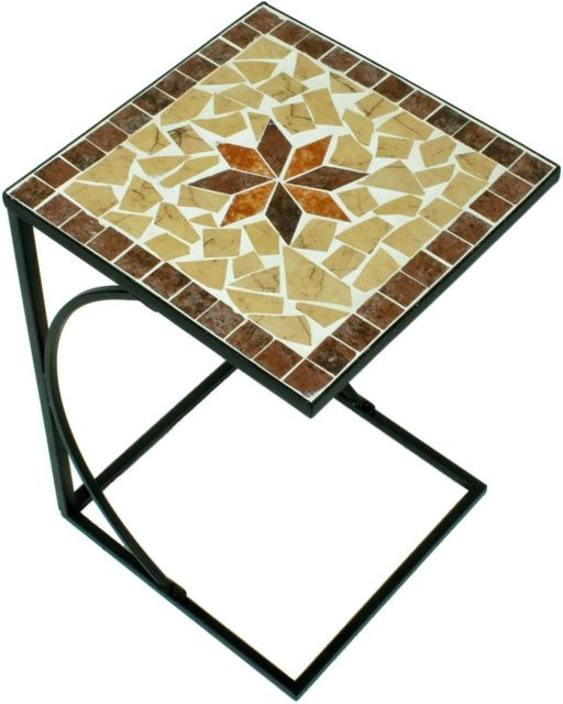 DELUKE Gartentisch SIMON Beistelltisch aus Stahl in Braun mit Mosaik-Design, wetterfest für Garten und Terrasse, B/T/H: 35 x 35 x 53 cm - Bild 1
