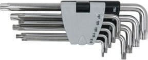 KS Tools Torx TX-Winkelstiftschlüssel aus Edelstahl mit Bohrung, lang, 9-teilig, Silber - Bild 1