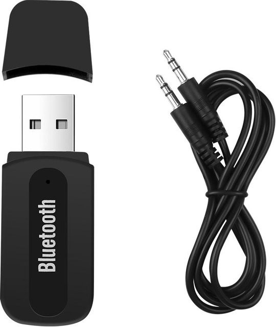 Meiteai-All USB-Bluetooth-Empfänger als kabelloser Audio-Adapter mit 3,5 mm Klinke und AUX für Auto, Heim-DVD und PC-Lautsprecher, Schwarz - Bild 1