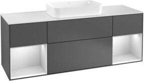 Villeroy & Boch Waschtischunterschrank Finion mit Abdeckplatte, Farbe Weiß und Anthrazit matt, B/T/H: 160 x 50,1 x 60 cm - Bild 1