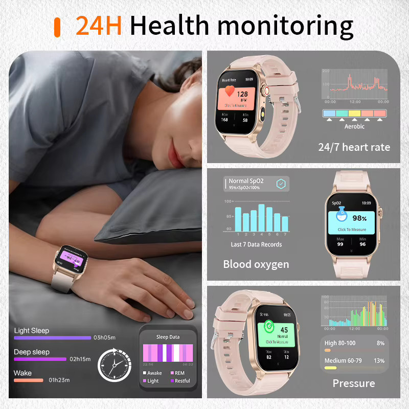 LIGE Smartwatch, Damen, Schwarz, Silikon, 2,01 Zoll - Bild 3