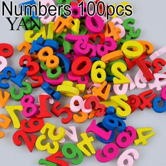 Pax 100 Stück bunte Buchstaben und Zahlen aus Holz mit flacher Rückseite für Bastelarbeiten und Dekorationen, Mehrfarbig - Bild 1