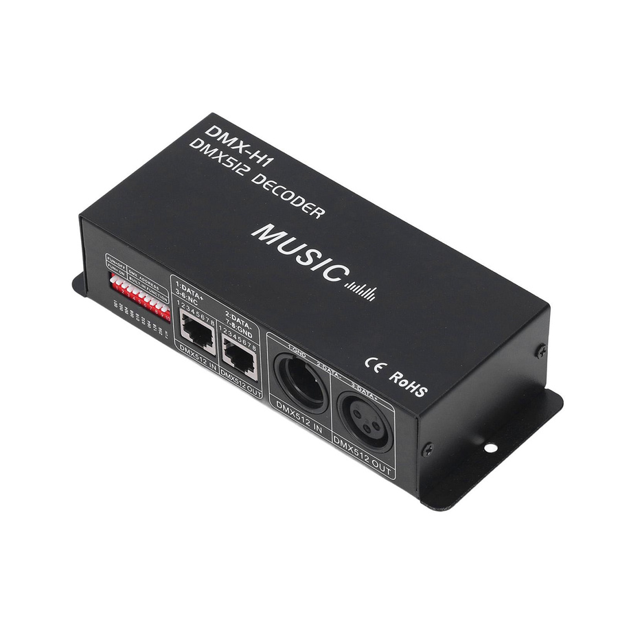 Andoer 4-Kanal DMX 512 RGB LED-Dekoder Controller, einstellbar und dimmbar, Schwarz - Bild 3