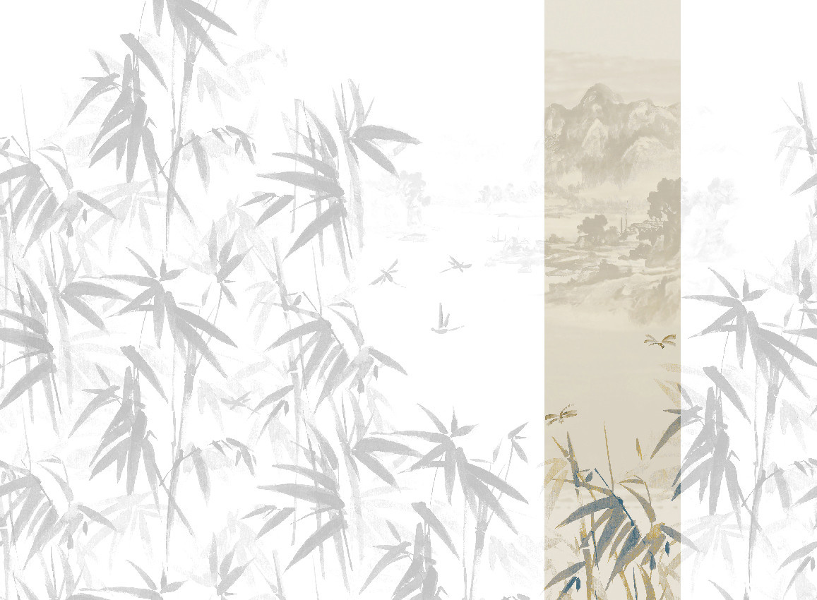 Jannelli & Volpi Mural Ine Wandpaneel Gold Blue in floralem Oriental-Design aus Vinyl - Bild 1