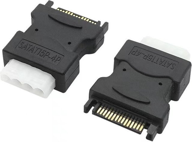 OULLX SATA auf Big 4PIN Konverter Stecker auf Stecker, SATA 15PIN zu 4Pin Molex IDE Netzteil Adapter Kabel, Schwarz - Bild 1