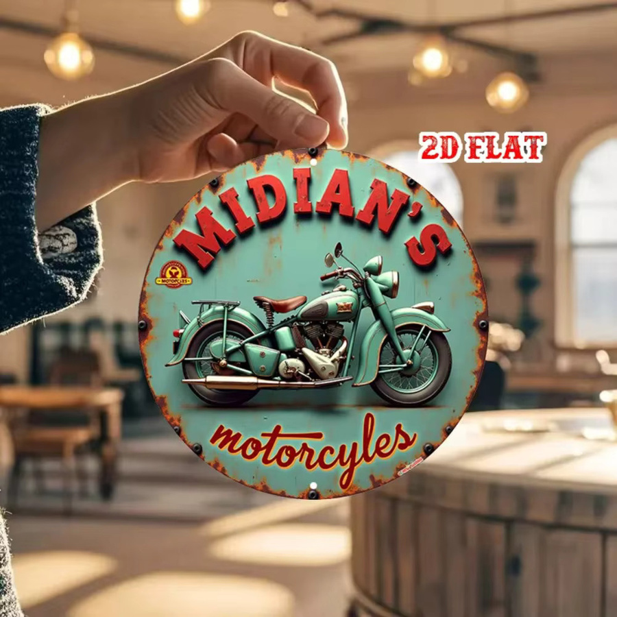 CIFbuy Vintage One Piece Motorrad Metallschild aus Aluminium, runde Wandkunst in Multicolour für Garage, Bar und Heimdekoration - Bild 5