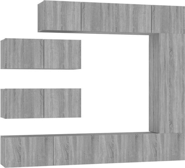 vidaXL 7-tlg. TV-Schrank-Set Grau Sonoma Holzwerkstoff für dein Wohnzimmer, Wandmontage, klassisch - Bild 1