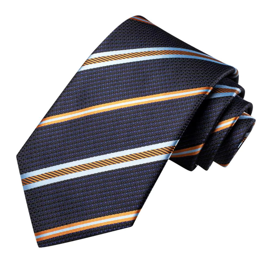 Hi-Tie Krawatte, Einstecktuch, Manschettenknöpfe, marineblau, Herren - Bild 4