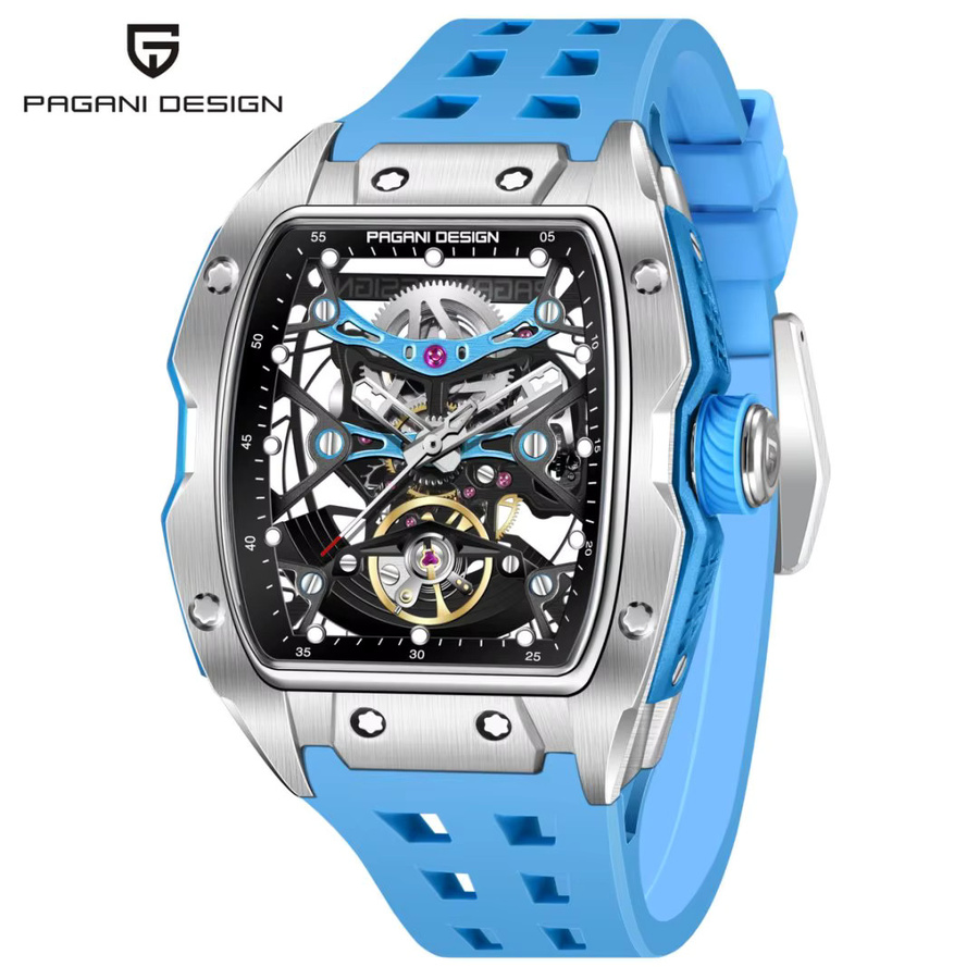 Pagani Design Armbanduhr, Automatik, Edelstahl, Saphirglas, Herren, Schwarz - Bild 6